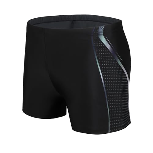 WHCREAT Badehose Herren Kurz Schwimmhose Eng Schnelltrocknende Badeshorts mit Kordelzug, Tech Schwarz M