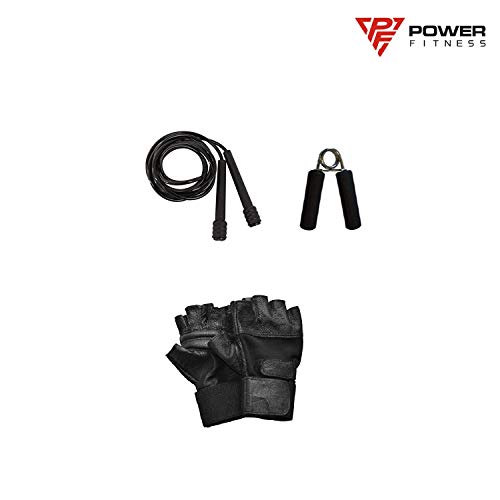 Image of POWER FITNESS 20-50 kg Plastic Home Gym Combo with 3 FIT CURL Rod 3 FIT sated Rod, Multicolour (40 kg Home Gym Set)