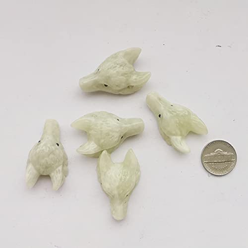 Manekieko Natural New Jade 40mm Wolf Head Pocket Crystals and Healing Stone Figurine,Haped DIY-Jewelry Pendant - Image 4