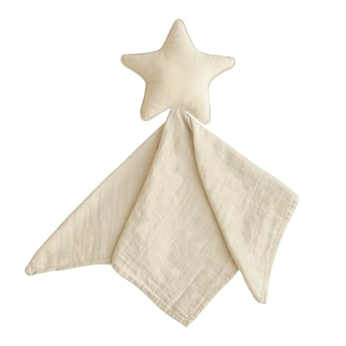 Image of mushie Star Security Blanket | Baby Lovey | 100% Organic Muslin Cotton (Fog)
