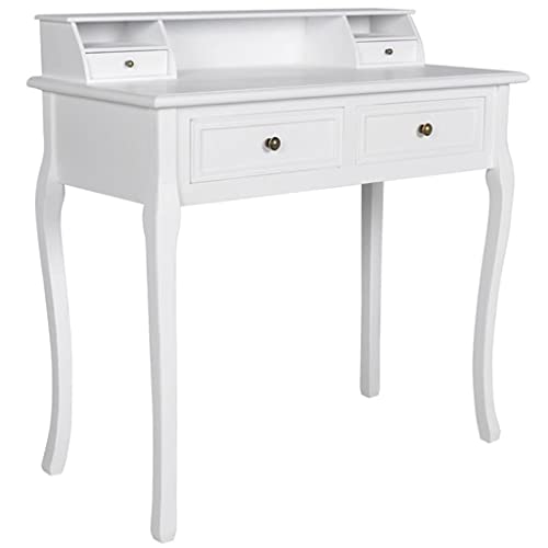 vidaXL Tocador con Cajones Clásica Madera Blanco Mesa de Maquillaje Cómoda