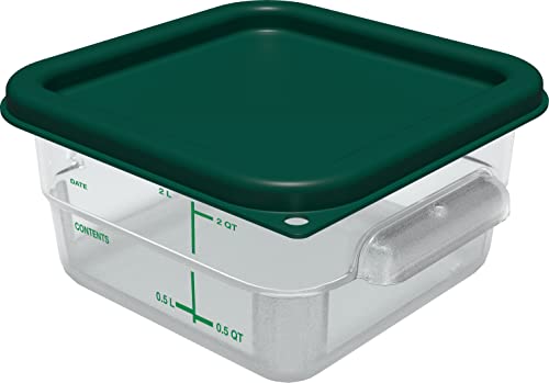 Image of Carlisle FoodService Products Squares Square Food Storage Container with Stackable Design for Catering, Buffets, Restaurants, Polycarbonate (Pc), 2 Quarts, Clear