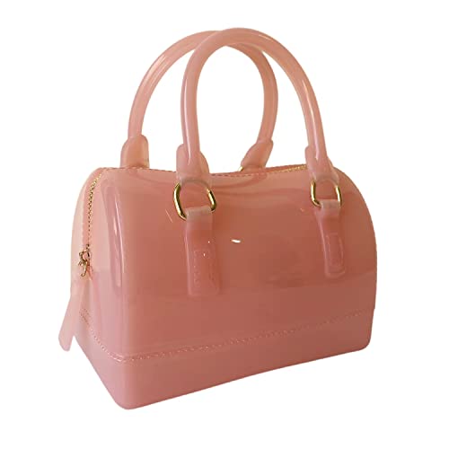 Image of Ladies Summer Jelly Pillow-shaped Top Handle Handbag Candy Color Transparent Crystal Purse