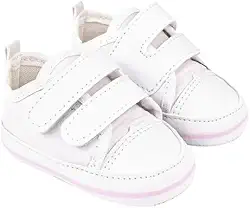 Sapatinho Tênis Duas Pontas Menina Ano Novo Bebê Mania Direto Da Fabrica Batizado Branco Com Rosa