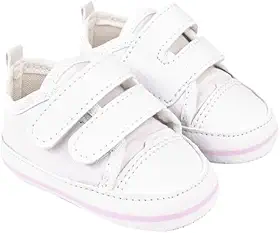Sapatinho Tênis Duas Pontas Menina Ano Novo Bebê Mania Direto Da Fabrica Batizado Branco Com Rosa