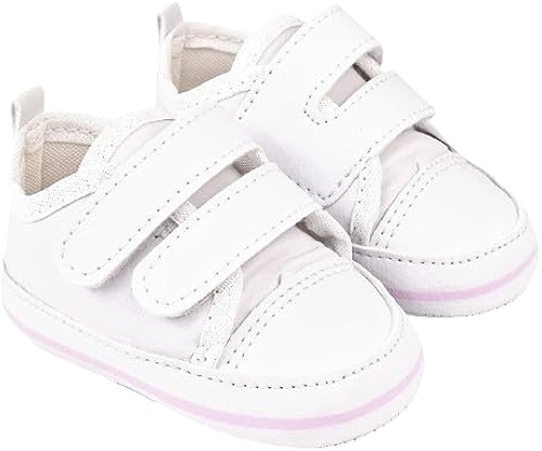 Sapatinho Tênis Duas Pontas Menina Ano Novo Bebê Mania Direto Da Fabrica Batizado Branco Com Rosa