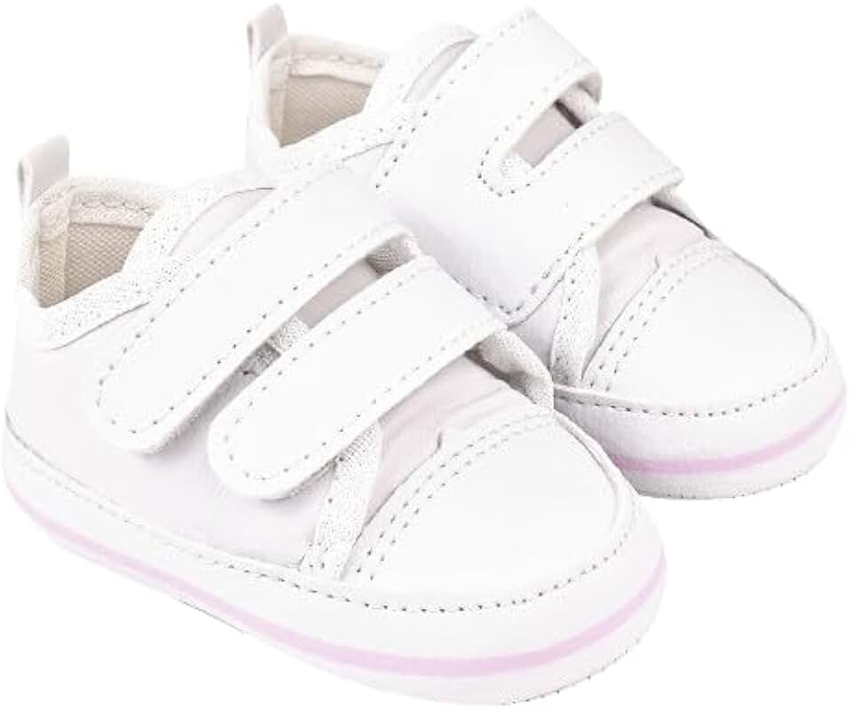 Sapatinho Tênis Duas Pontas Menina Ano Novo Bebê Mania Direto Da Fabrica Batizado Branco Com Rosa