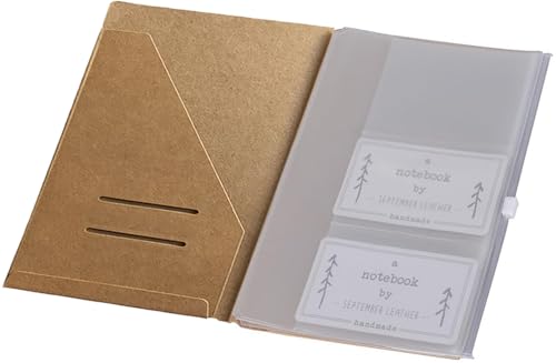 Kraft File Folder + Zipper Pouch & Card Sleeve Travel Accessories Kit for A5 Size Travelers Notebook 5.5x8.25