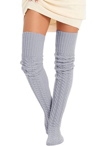 Image of Women's Thigh High Knitted Winter Boot Socks Vintage Extra Long Leg Warmer Over Knee High Stockings