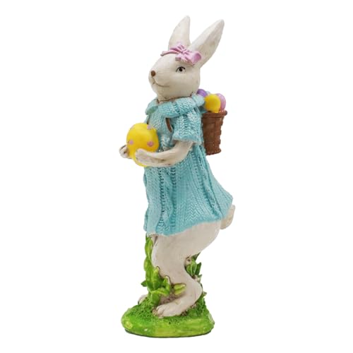 Irayin - Irayin Décorations de Lapin de Pâques Statues et Figurines de Lapin de Pâques avec Oeuf, Lâpin Decoration Jardin, Cadeau Pâques, Pâques Décorations pour Intérieurs, Salon, Bureau, Cour - Bleu