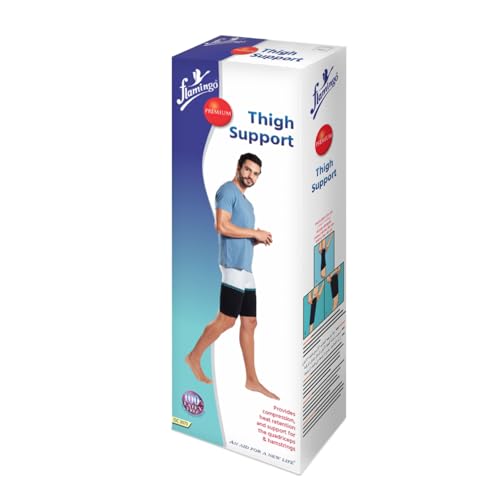 Image of Flamingo Premium Thigh Support - Compression Sleeve for Thigh Pain Relief, Muscle Strain, Sports Injury & Workout Recovery | SIZE - Medium |