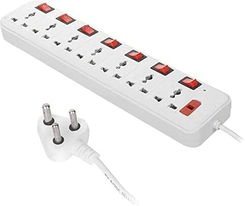 EXT-107 Switch Universal Surge Protector with 7 Socket 7 Switch 7 Socket Extension Boards (Beige, 2 m) 7+7 Power Strip Surge