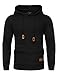 COOFANDY Men's Knit Hoodie Pullover Fashion Hip Hop Long Sleeve Drawstring Waffle Hooded Sweatshirt with Kanga Pocket, Black, Large