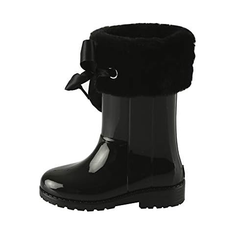 Bota de Agua IGOR con Cuello de Pelo Suave y Lazo Pisamonas Talla 32 en Negro Cover