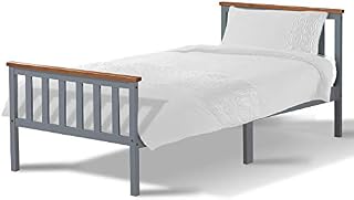 AVC Designs Single Pine Bed Frame 3ft Grey Oak Wooden Shaker Style Bedroom Furniture