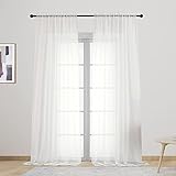 Lecloud Sheer Curtain Panels Set 96" Inches Long, Solid Voile Light Filtering Airy Curtains Window T