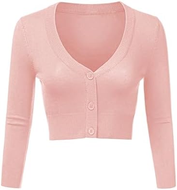 Totatuit Bolero Damen Festlich Kurz Strickjacke Elegant Langarm | Weich Jäckchen, V Ausschnitt, Kurze Cardigan, Knöpfe, zum Kleid, für Herbst Frühling