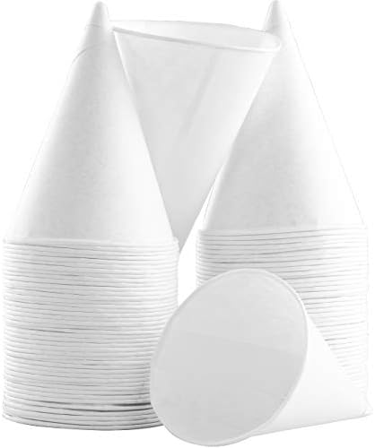 Avant Grub Eco-Friendly, Wax Free White rolled rim paper Cone Drinking Cup 250Pk for Shaved Ice, Office Water Coolers, Sports Teams, Disposable Craft Funnels for Oil or Protein Powder Drinks, 4.5 Oz