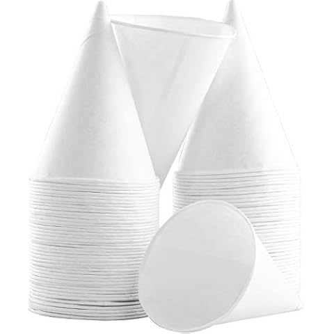 Avant Grub Eco-Friendly Wax-Free White Rolled Rim Paper Cone Drinking Cup 250Pk for Shaved Ice, Office Water Coolers, Sports Teams, Disposable Craft Funnels for Oil or Protein Powder Drinks 4.5 Oz. Cover