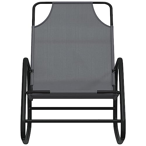 Chaise longue à bascule gris de jardin extérieur en acier résistant - 5