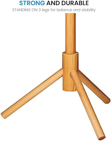 Image of Ash & Roh Natural Wooden Coat Rack Stand With Hooks Adjustable Height, Easy Assembly, Sturdy Solid Base for Coats, Hats, Handbags Entryway, Hallway, Bedroom, Office (Beige, 92-2)