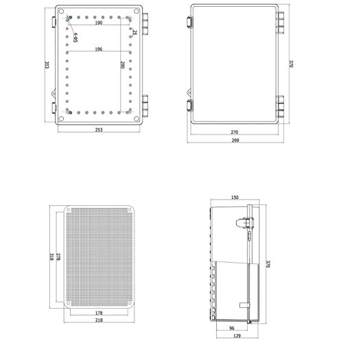 Outdoor Waterproof Electrical Box Junction Box Weatherproof IP67 ABS Plastic Enclosure Switch Router Project Box Electronics Enclosure with Mounting Plate Wall Bracket Grey 14.6"x10.6"x5.9"