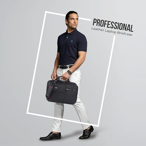 Image of Gear Professional 16L /12 inch Small Faux Leather Water Resistant Laptop Briefcase /Office Bag /Laptop Messenger Bag for Men /Women(Black-Red)