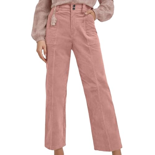 Pantalon large en velours côtelé fluide idéal pour le bureau et les sorties