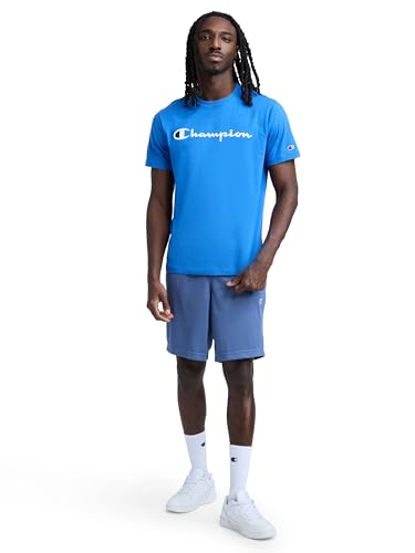 Image of Champion Men's Graphic Short Sleeve T-Shirt, Standard Fit, Classic Script Logo, Midweight 100% Cotton