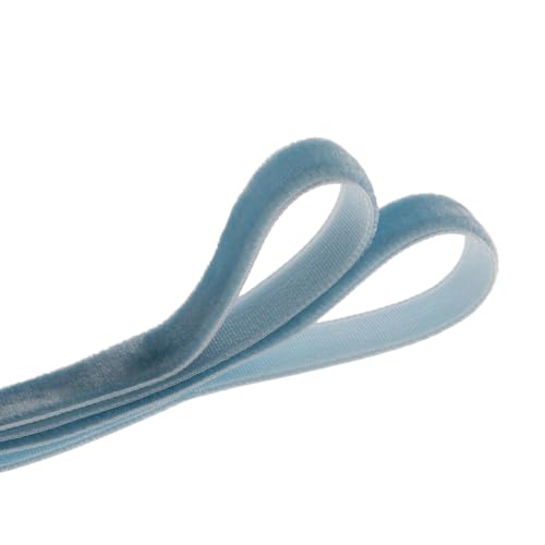 Image of QIANF Vintage Dusty Blue Velvet Ribbon Christmas Ribbon for Gift Wrapping Crafts Christmas Tree Ornaments Garland Decorations, 3 /8 Inch X 25Yd