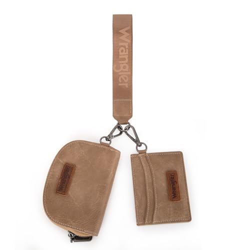 Image of Wrangler KeyChain Wallet Wristlet Wallets for Women Dual Pouch Wristlet with Zipper Womens Credit Card Holder Wallet