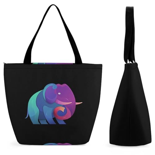 Sac à main éléphant violet pour femme grand sac de shopping voyage 32cm