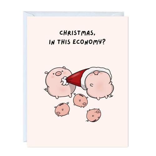 Biglietto di Natale divertente per vacanze, biglietto di auguri di Natale di qualità per marito, fidanzato, fidanzata, moglie, amica (Natale, in questa economia?)