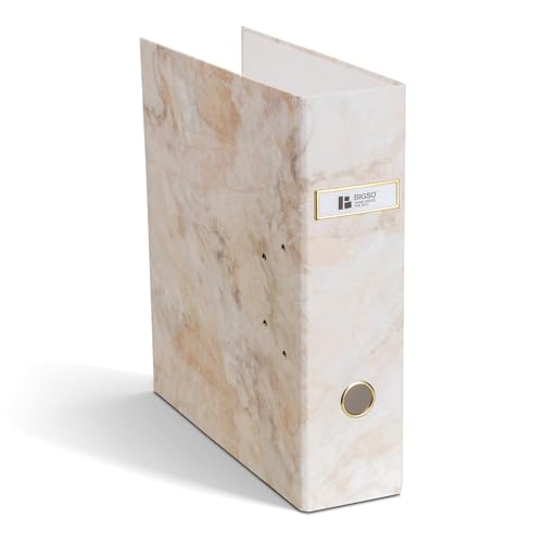 BIGSO ARCHIE Ordner mit 2 Ringen und Hebelmechanik – Ringordner aus Faserplatte und Papier – Ringbuch A4 zum Abheften von losem Papier – beige