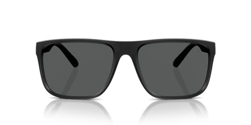 Scuderia Ferrari Men's Sporty Elegance with Matte Black Square Frames and Polarized Grey Lenses Sunglasses