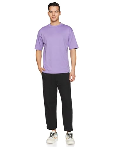 Image of Amazon Brand - Symbol Men's Solid Cotton Oversized Round Neck Tshirt | Half Sleeve | Plain (Available in Plus Sizes)