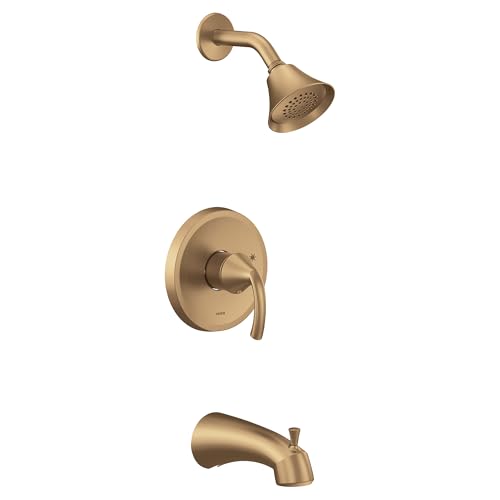 Moen Glyde Bronzed Gold M-CORE Kit de Recorte para Ducha Serie 2 con Cabezal de Ducha, Manija y Desagüe de Tina, Válvula Requerida, UT2743EPBZG miniatura 1