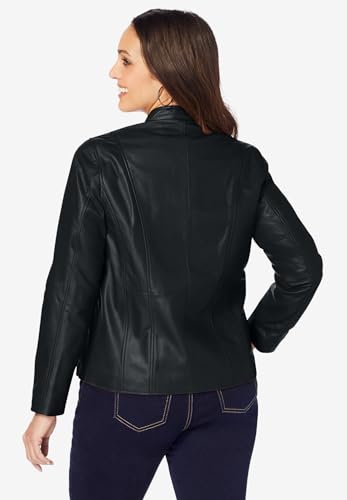 Jessica London Women's Plus Size Zip Front Leather Jacket2
