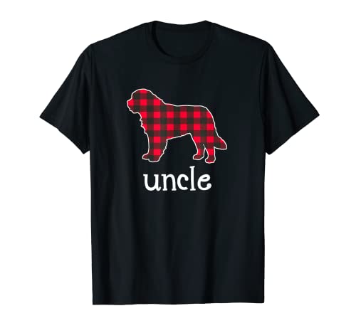 Red Plaid Uncle Saint Bernard Dog Matching Family Christmas t-shirt, Preto, S