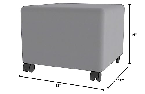 Image of Sprogs 12 inch H Structured Cube Stool -Flexible Modular Collaborative Soft Seating for Office, Home, Lounge and School Classrooms with Durable Frame & Set of 2 inch Casters Add-on -Green