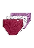 Jockey Women's Underwear Elance Bikini - 3 Pack, Red Pear/Warm Floral/Silver Plum, 6