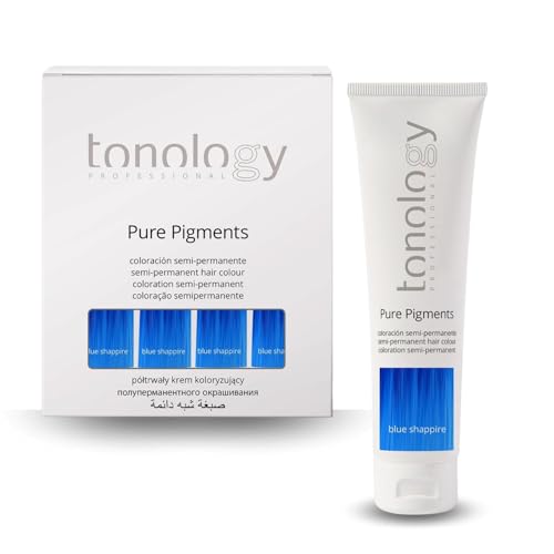 Tonology Pure Pigment Blue Shappire | Tinte Semipermanente sin Amoniaco, Tinte Fantasía, Mascarilla, Aporta Nutrición y Brillo, Azul Zafiro - 1 Unidad 100ml