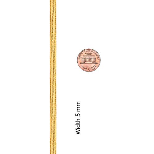 Lifetime Jewelry 5Mm Flexible Herringbone Chain Necklace 24K Real Gold Plated (22 Inches, Gold) #TOP4
