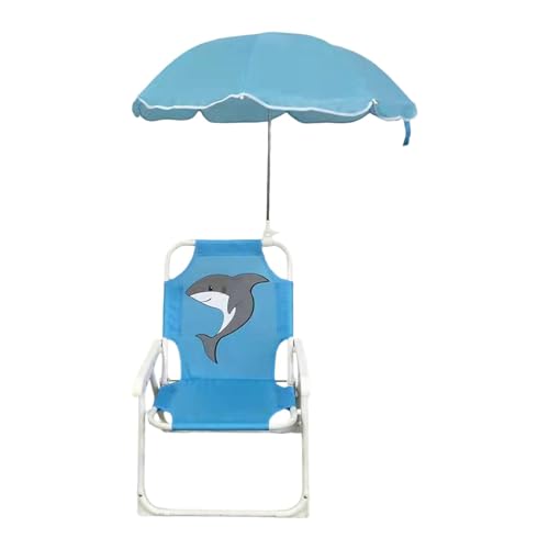 Yunmeryker Silla de Camping Infantil Plegable con Diseño Minimalista Y Toldo Protector Asiento Portátil con Apoyo Estable Adecuada para Actividades Al Aire Libre, tiburón
