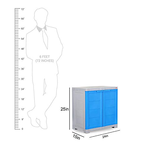 Image of Cello Novelty Big Plastic 2 Door Cupboard with 3 Shelves (Orange and Brown) Novelty Plastic Compact 2 Door Cupboard - Blue and Grey