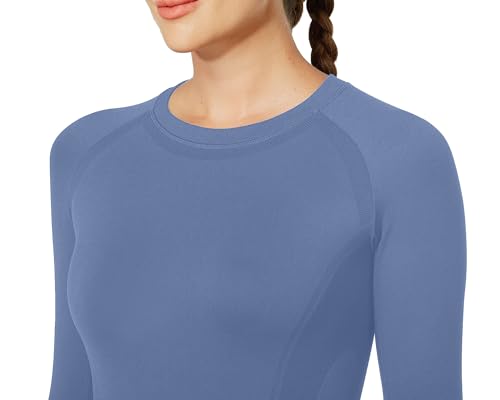 Image of MathCat Workout Shirts for Women Long Sleeve, Workout Tops for Women, Quick Dry Gym Athletic Tops,Seamless Yoga Shirts XS-XL