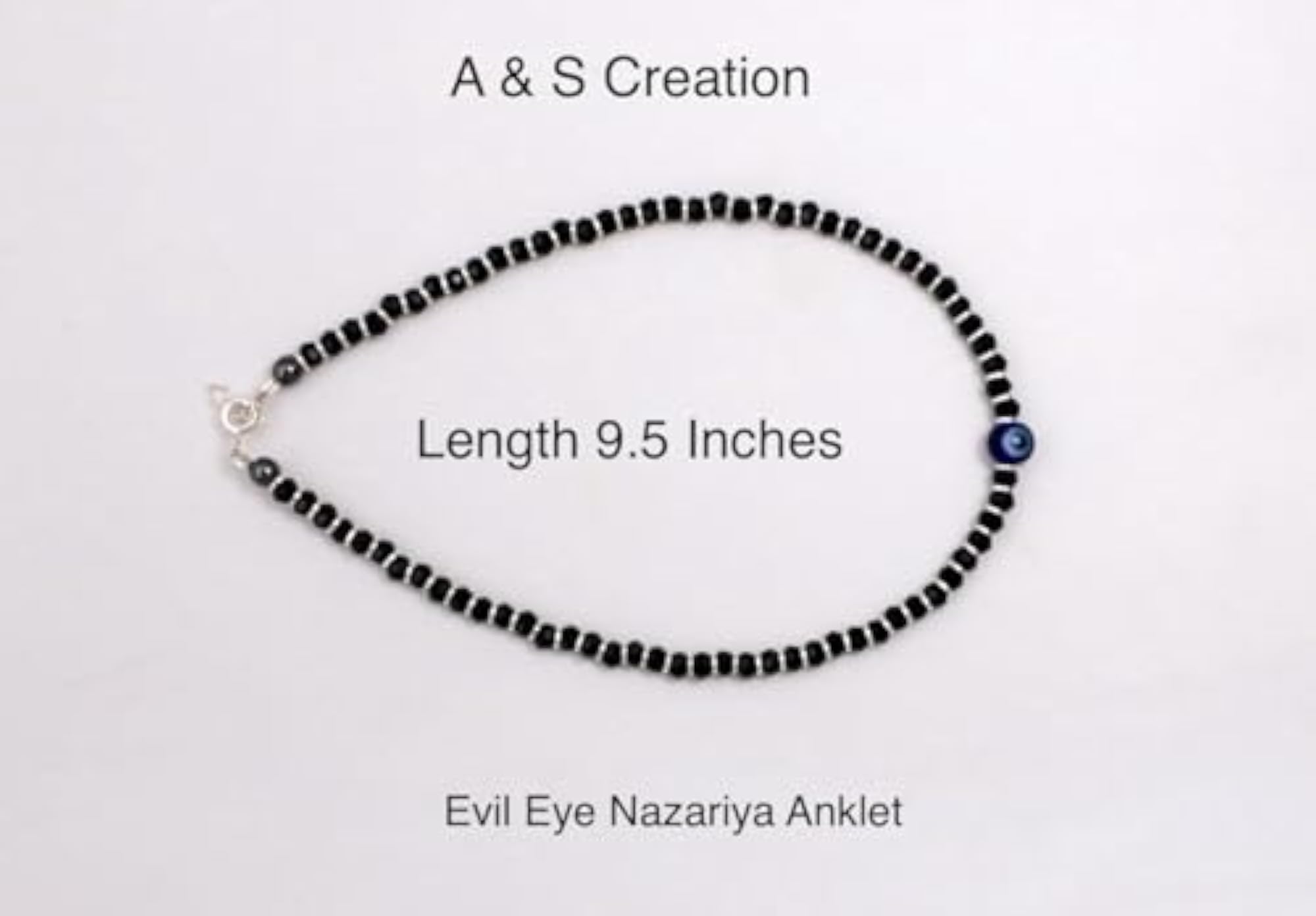 Women's Evil Eye Nazariya Anklet with Black Beads
