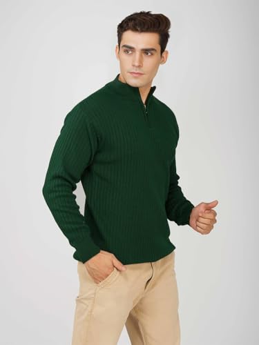 Image of LOQUE Men's Wool Blend Selection Sweater Half Zip High Neck Pullover Warm Casual Winter Wear for Office and Travel