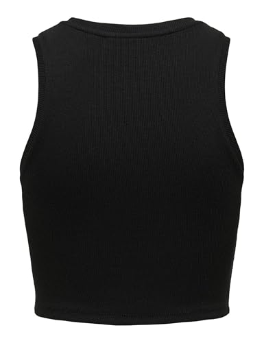 Only Onlvilma S/L Cropped Tank Top Jrs Noos Camiseta sin Mangas, Negro, S para Mujer
