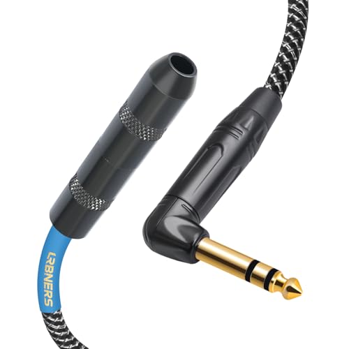 Cable TRS macho a hembra 6.35mm ángulo 90 grados 2FT miniatura 2